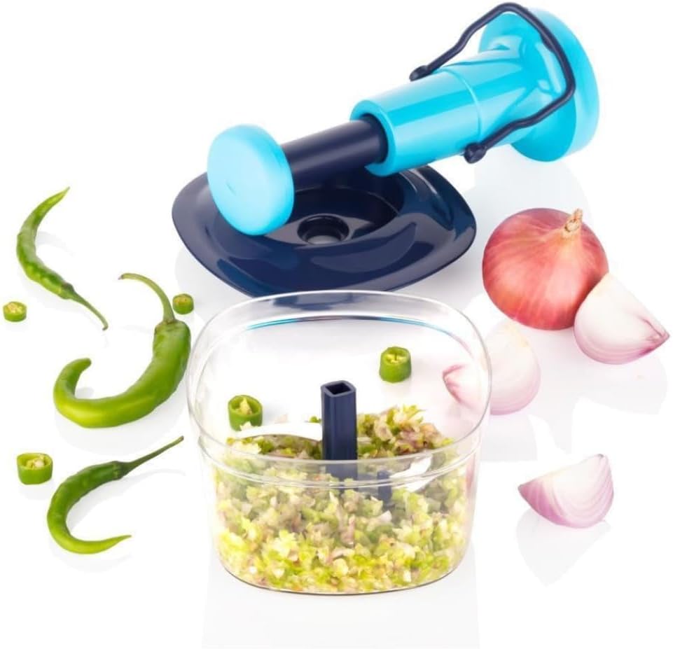 Push Chopper for Vegetables & Fruits | Manual Onion Cutter | Multipurpose Food Dicer Mincer for Veggies Garlic Tomato Potato Ginger Fruits Nuts Herbs etc. | BPA-Free Safe Container (1 pc)