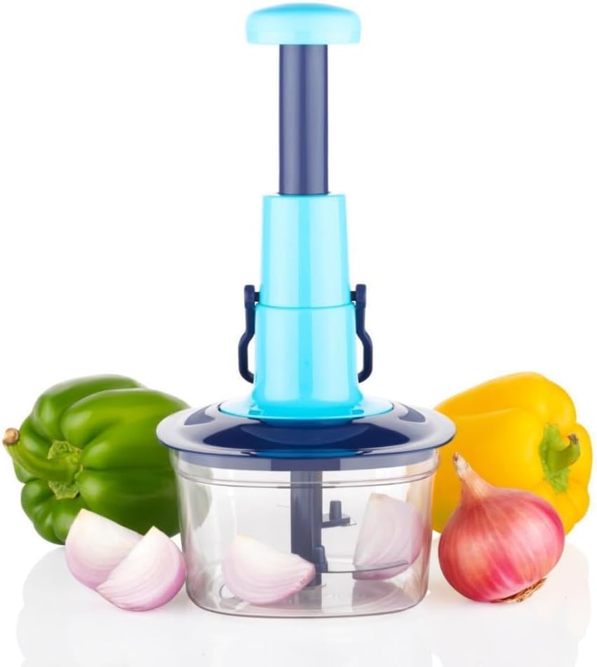 Push Chopper for Vegetables & Fruits | Manual Onion Cutter | Multipurpose Food Dicer Mincer for Veggies Garlic Tomato Potato Ginger Fruits Nuts Herbs etc. | BPA-Free Safe Container (1 pc)