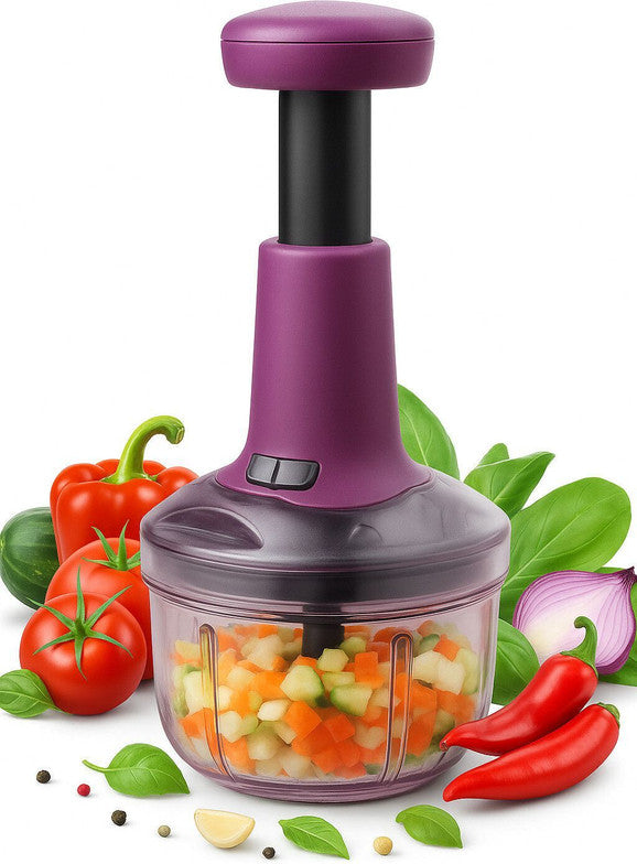 Push Chopper for Vegetables & Fruits | Manual Onion Cutter | Multipurpose Food Dicer Mincer for Veggies Garlic Tomato Potato Ginger Fruits Nuts Herbs etc. | BPA-Free Safe Container (1 pc)