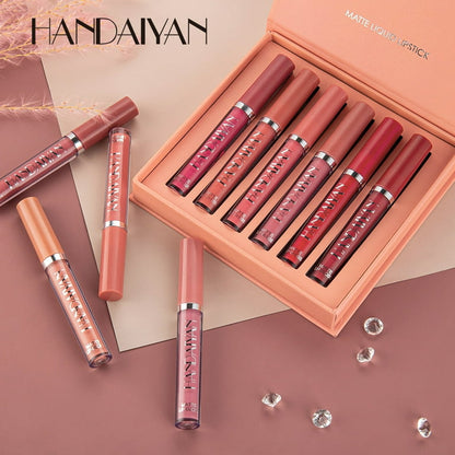 6-Piece Velvet Matte Liquid Lipstick Set with a waterproof, long-lasting, non-sticky formula in stunning nude shades. Quick-drying with up to 24-hour stay, ideal for daily use or as a makeup gift for women, Combo Pack (6 x 3ML each).