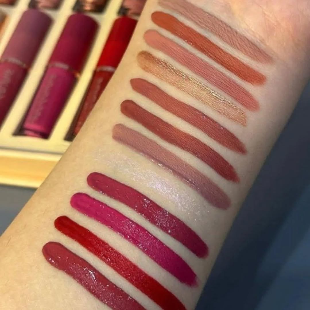 12-Piece Velvet Matte Liquid Lipstick Set with waterproof, long-lasting, non-sticky formula in stunning nude shades. Quick-drying with up to 24-hour stay, ideal for daily use or as a makeup gift for women. (2.5ML X 12)