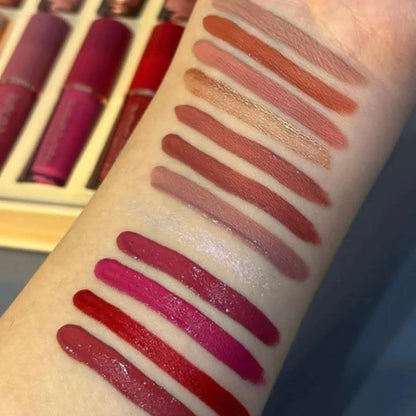 12-Piece Velvet Matte Liquid Lipstick Set with waterproof, long-lasting, non-sticky formula in stunning nude shades. Quick-drying with up to 24-hour stay, ideal for daily use or as a makeup gift for women. (2.5ML X 12)