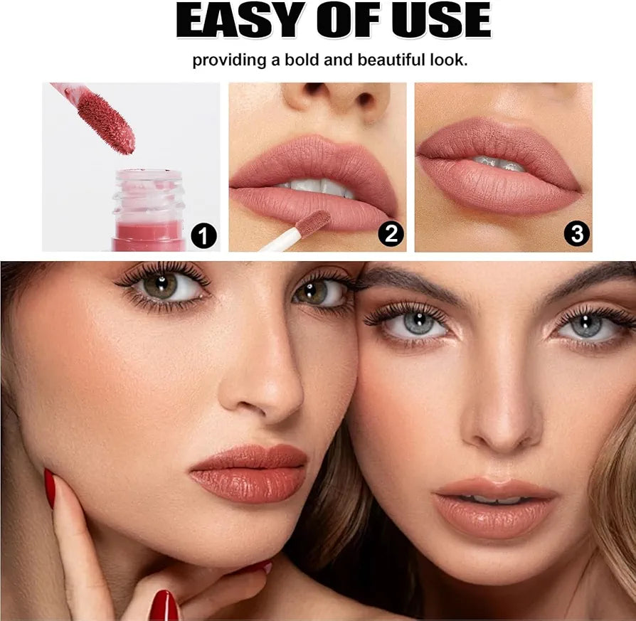 My Handaiyan 12-Color Liquid Lipstick Set – Glittering Matte & Glossy Finish, Highly Pigmented, Waterproof, Smudge-Proof, Long-Lasting 24-Hour Stay, Quick-Drying & Non-Sticky Formula, Nude & Multicolor Shades, Perfect Gift for Women. (2.5ML x 12)