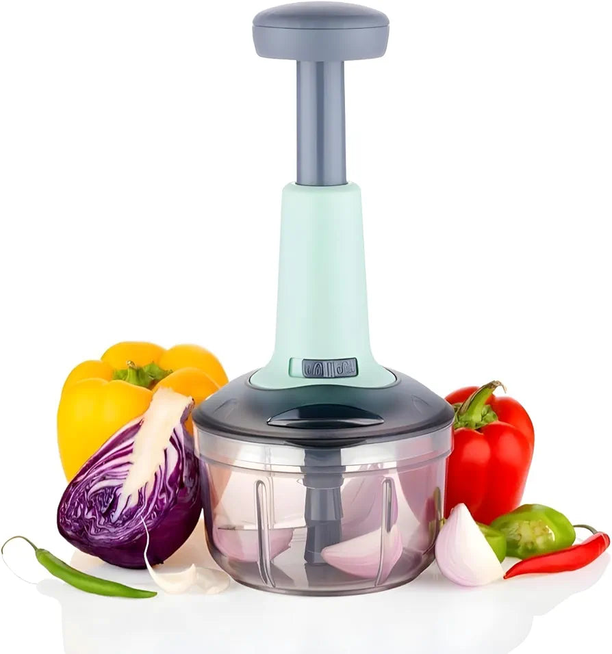 Push Chopper for Vegetables & Fruits | Manual Onion Cutter | Multipurpose Food Dicer Mincer for Veggies Garlic Tomato Potato Ginger Fruits Nuts Herbs etc. | BPA-Free Safe Container (1 pc)