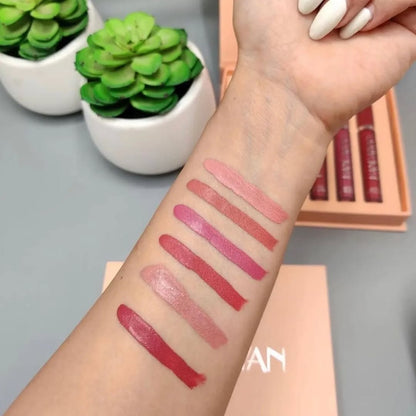 6-Piece Velvet Matte Liquid Lipstick Set with a waterproof, long-lasting, non-sticky formula in stunning nude shades. Quick-drying with up to 24-hour stay, ideal for daily use or as a makeup gift for women, Combo Pack (6 x 3ML each).