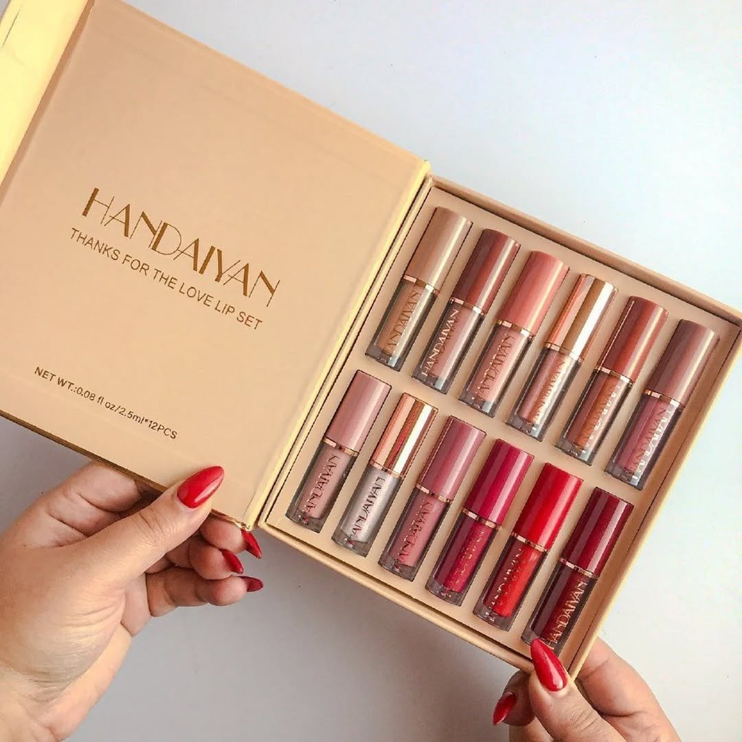 12-Piece Velvet Matte Liquid Lipstick Set with waterproof, long-lasting, non-sticky formula in stunning nude shades. Quick-drying with up to 24-hour stay, ideal for daily use or as a makeup gift for women. (2.5ML X 12)