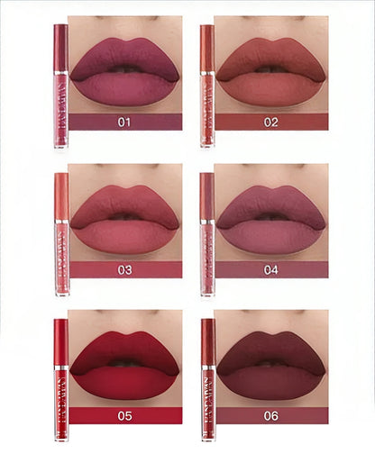 6-Piece Velvet Matte Liquid Lipstick Set with a waterproof, long-lasting, non-sticky formula in stunning nude shades. Quick-drying with up to 24-hour stay, ideal for daily use or as a makeup gift for women, Combo Pack (6 x 3ML each).