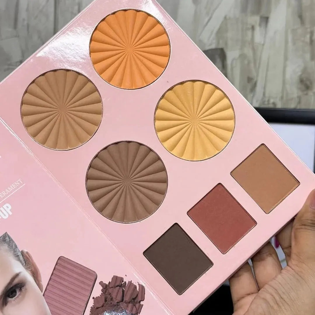 Beauty Glazed 4 in 1 Makeup Book | All-In-One Professional Palette | Eyeshadow | Blusher | Highlighter | Contour | Eyebrow Powder.