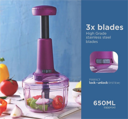 Push Chopper for Vegetables & Fruits | Manual Onion Cutter | Multipurpose Food Dicer Mincer for Veggies Garlic Tomato Potato Ginger Fruits Nuts Herbs etc. | BPA-Free Safe Container (1 pc)