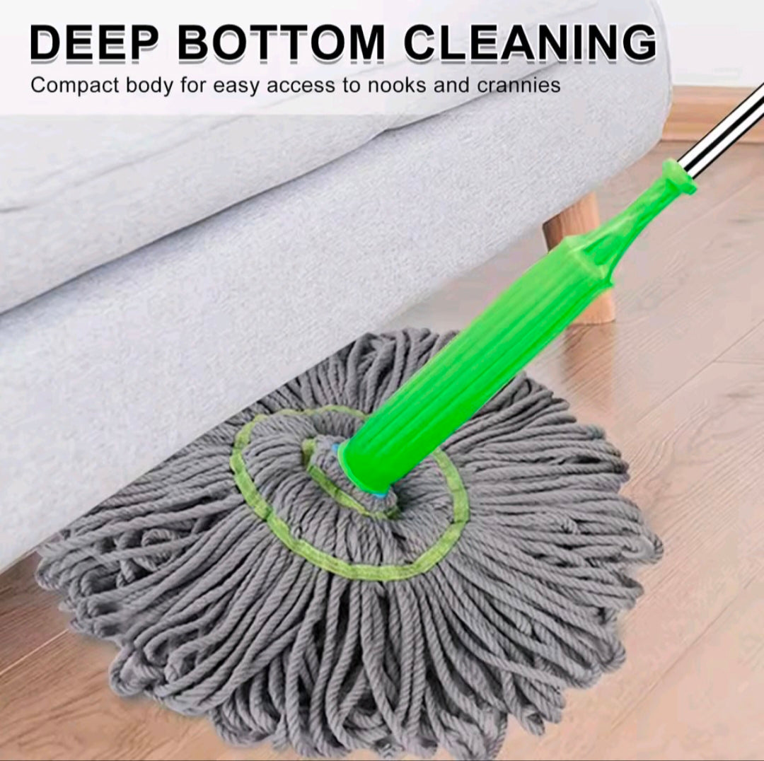 2-in-1 Self-Wringing Dehydrated Mop with 360° Rotating Head – Hands-Free Spin Mop for Effortless Home Cleaning. Ideal for Kitchen, Bathroom & All Household Floors including Tiles, Marble & Wood.