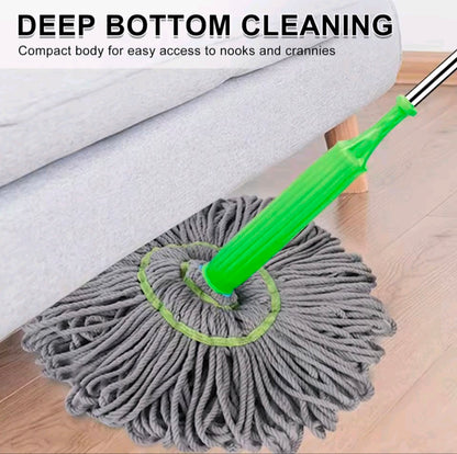 2-in-1 Self-Wringing Dehydrated Mop with 360° Rotating Head – Hands-Free Spin Mop for Effortless Home Cleaning. Ideal for Kitchen, Bathroom & All Household Floors including Tiles, Marble & Wood.