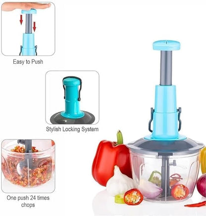 Push Chopper for Vegetables & Fruits | Manual Onion Cutter | Multipurpose Food Dicer Mincer for Veggies Garlic Tomato Potato Ginger Fruits Nuts Herbs etc. | BPA-Free Safe Container (1 pc)