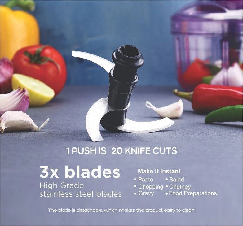 Push Chopper for Vegetables & Fruits | Manual Onion Cutter | Multipurpose Food Dicer Mincer for Veggies Garlic Tomato Potato Ginger Fruits Nuts Herbs etc. | BPA-Free Safe Container (1 pc)