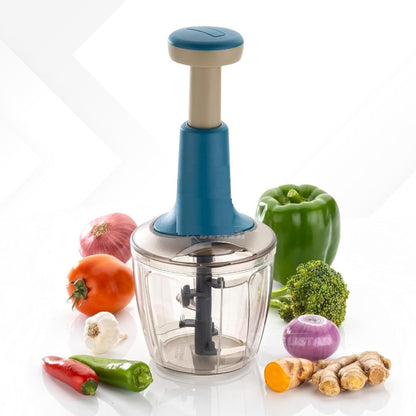 Push Chopper for Vegetables & Fruits | Manual Onion Cutter | Multipurpose Food Dicer Mincer for Veggies Garlic Tomato Potato Ginger Fruits Nuts Herbs etc. | BPA-Free Safe Container (1 pc)