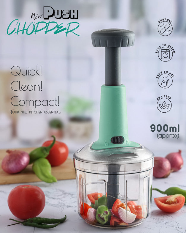 Push Chopper for Vegetables & Fruits | Manual Onion Cutter | Multipurpose Food Dicer Mincer for Veggies Garlic Tomato Potato Ginger Fruits Nuts Herbs etc. | BPA-Free Safe Container (1 pc)