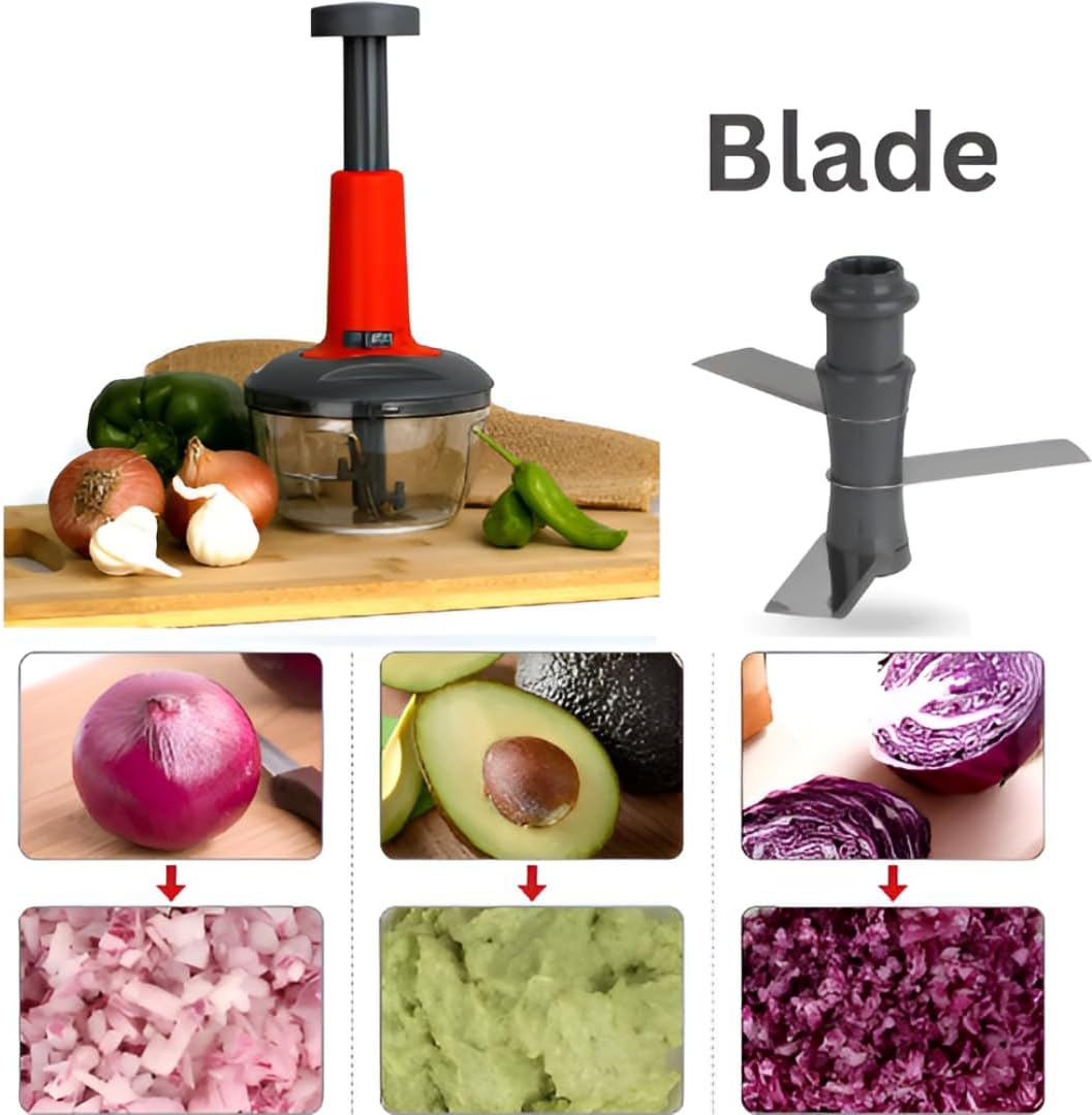 Push Chopper for Vegetables & Fruits | Manual Onion Cutter | Multipurpose Food Dicer Mincer for Veggies Garlic Tomato Potato Ginger Fruits Nuts Herbs etc. | BPA-Free Safe Container (1 pc)