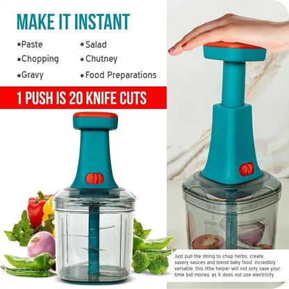 Push Chopper for Vegetables & Fruits | Manual Onion Cutter | Multipurpose Food Dicer Mincer for Veggies Garlic Tomato Potato Ginger Fruits Nuts Herbs etc. | BPA-Free Safe Container (1 pc)