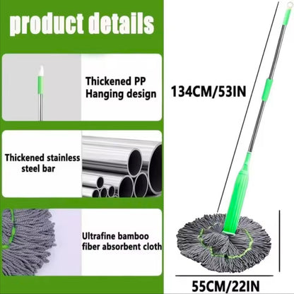 2-in-1 Self-Wringing Dehydrated Mop with 360° Rotating Head – Hands-Free Spin Mop for Effortless Home Cleaning. Ideal for Kitchen, Bathroom & All Household Floors including Tiles, Marble & Wood.