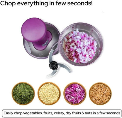 Push Chopper for Vegetables & Fruits | Manual Onion Cutter | Multipurpose Food Dicer Mincer for Veggies Garlic Tomato Potato Ginger Fruits Nuts Herbs etc. | BPA-Free Safe Container (1 pc)