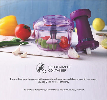 Push Chopper for Vegetables & Fruits | Manual Onion Cutter | Multipurpose Food Dicer Mincer for Veggies Garlic Tomato Potato Ginger Fruits Nuts Herbs etc. | BPA-Free Safe Container (1 pc)