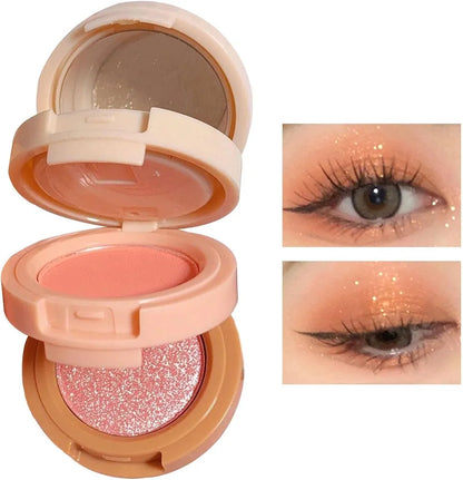 3-in-1 Blusher, Highlighter & Contour Sculpt Palette with Mirror for Women & Girls | Champagne Glow Highlighter with Peach & Rosy Pink Blush Shades | Mini Compact Travel Makeup Kit | Long-Lasting Highly Pigmented Palette for a Fresh, Natural Glowing Look.