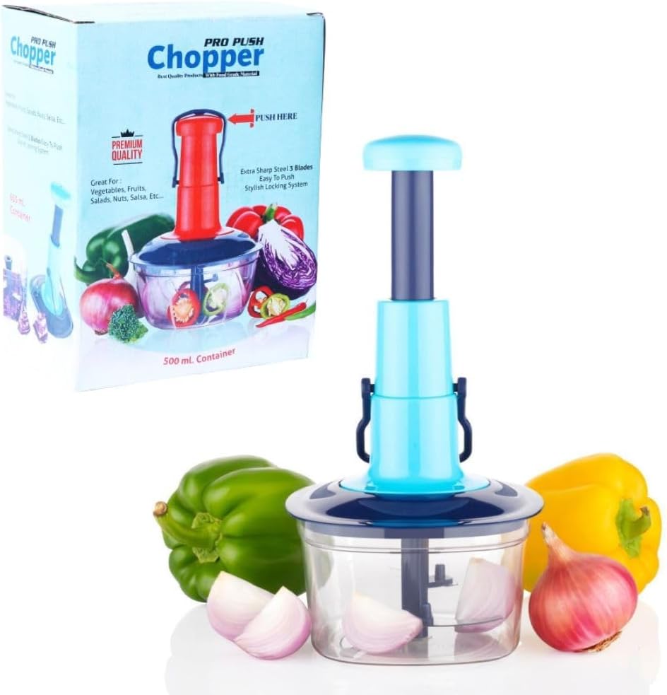 Push Chopper for Vegetables & Fruits | Manual Onion Cutter | Multipurpose Food Dicer Mincer for Veggies Garlic Tomato Potato Ginger Fruits Nuts Herbs etc. | BPA-Free Safe Container (1 pc)