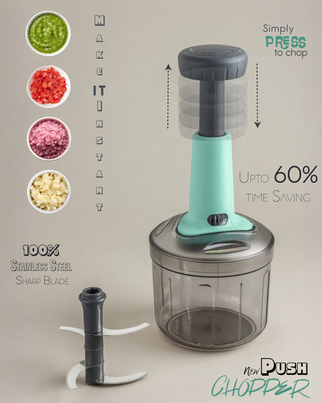 Push Chopper for Vegetables & Fruits | Manual Onion Cutter | Multipurpose Food Dicer Mincer for Veggies Garlic Tomato Potato Ginger Fruits Nuts Herbs etc. | BPA-Free Safe Container (1 pc)