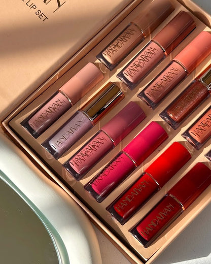 12-Piece Velvet Matte Liquid Lipstick Set with waterproof, long-lasting, non-sticky formula in stunning nude shades. Quick-drying with up to 24-hour stay, ideal for daily use or as a makeup gift for women. (2.5ML X 12)