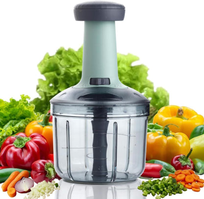 Push Chopper for Vegetables & Fruits | Manual Onion Cutter | Multipurpose Food Dicer Mincer for Veggies Garlic Tomato Potato Ginger Fruits Nuts Herbs etc. | BPA-Free Safe Container (1 pc)
