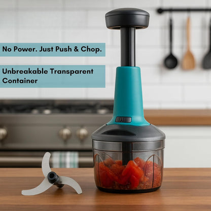 Push Chopper for Vegetables & Fruits | Manual Onion Cutter | Multipurpose Food Dicer Mincer for Veggies Garlic Tomato Potato Ginger Fruits Nuts Herbs etc. | BPA-Free Safe Container (1 pc)