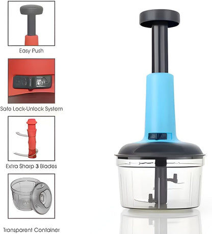 Push Chopper for Vegetables & Fruits | Manual Onion Cutter | Multipurpose Food Dicer Mincer for Veggies Garlic Tomato Potato Ginger Fruits Nuts Herbs etc. | BPA-Free Safe Container (1 pc)
