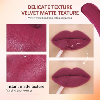 6-Piece Velvet Matte Liquid Lipstick Set with a waterproof, long-lasting, non-sticky formula in stunning nude shades. Quick-drying with up to 24-hour stay, ideal for daily use or as a makeup gift for women, Combo Pack (6 x 3ML each).