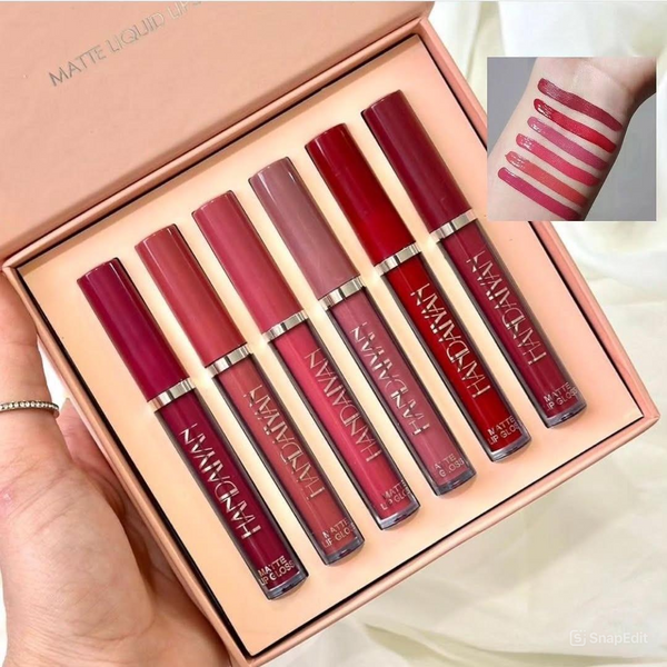 6-Piece Velvet Matte Liquid Lipstick Set with a waterproof, long-lasting, non-sticky formula in stunning nude shades. Quick-drying with up to 24-hour stay, ideal for daily use or as a makeup gift for women, Combo Pack (6 x 3ML each).